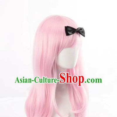 Miss Kaguya Wants Me To Confess Secretary Chika Fujiwara Pink Slightly Curly Long Hair Cos Wig