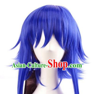 Gumi Color Changing Version Of Sapphire Blue Sideburns Lengthened And Turned Up VOCALOID Cosplay Short Wig