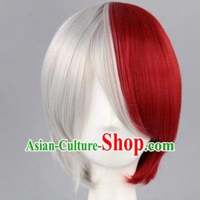 Todoroki My Hero Academia Red And White Short Straight Hair Cosplay Wig