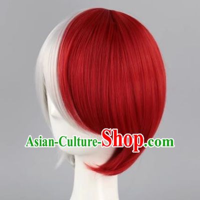 Todoroki My Hero Academia Red And White Short Straight Hair Cosplay Wig