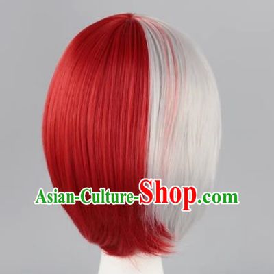 Todoroki My Hero Academia Red And White Short Straight Hair Cosplay Wig