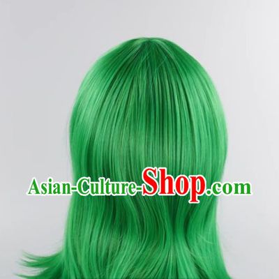 Inside Out Hates The Reverse Warped Mixed Green Short Hair Flip Up Style Cosplay Anime Wig