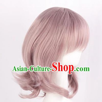 Danganronpa Nanami Chiaki Cos Lavender Mid Length Hair And Face Styling Cosplay Wig