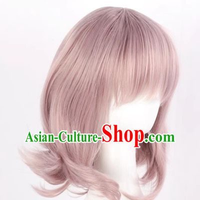 Danganronpa Nanami Chiaki Cos Lavender Mid Length Hair And Face Styling Cosplay Wig
