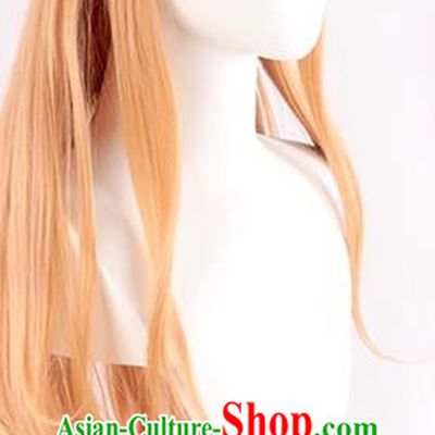 100CM Long Straight Hair Anime Miko Warm Orange Cospaly Wig