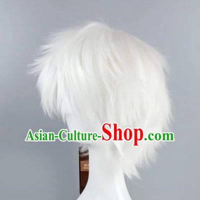 Gintama Sakata Gintoki Minghu Reversed Fluffy Qisili White Men Short Hair Cos Wig