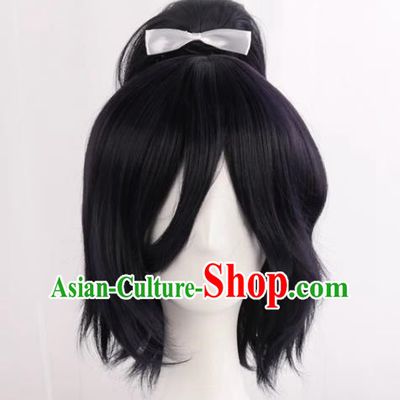 Yamato Mamoru Yasuda Cos Wig Sword Flurry Black And Blue Reverse Curled Hair Card Full Top Anime Fake Hair