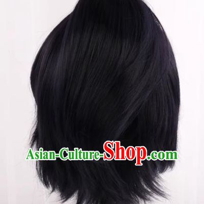 Yamato Mamoru Yasuda Cos Wig Sword Flurry Black And Blue Reverse Curled Hair Card Full Top Anime Fake Hair
