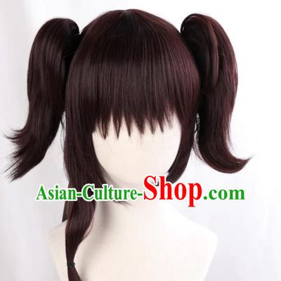 Iron Fortress Cabanelli Unnamed Dark Brown Split Double Tiger Clip Female Cosplay Wig