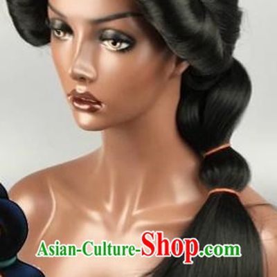 Black Fluffy Style Long Braid Cos Wig