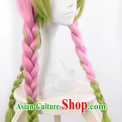 Demon Slayer Kimetsu No Yaiba Kanroji Mi Glass Powder Gradient Green Gradient Twist Cosplay Wig