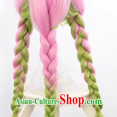 Demon Slayer Kimetsu No Yaiba Kanroji Mi Glass Powder Gradient Green Gradient Twist Cosplay Wig