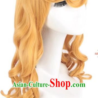 Golden Gold Hair Long Curly Cosplay Wig