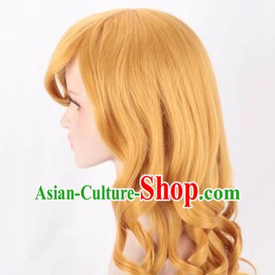 Golden Gold Hair Long Curly Cosplay Wig