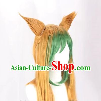 Fate Apocrypha Atalanta Red Archer Yellow Green Gradient Cos Wig