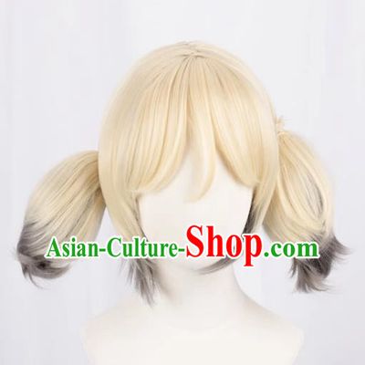 Arknights Ifrit Light Yellow Gradient Black And Gray Reversed Ponytail Cos Anime Wig