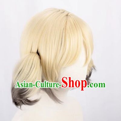 Arknights Ifrit Light Yellow Gradient Black And Gray Reversed Ponytail Cos Anime Wig