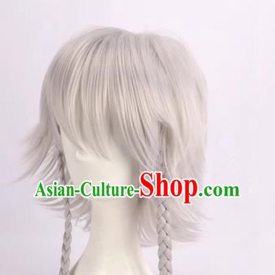 Touhou Project Sakuya Izayoi Cos Fake Hair Double Twist Silver White Cosplay Wig