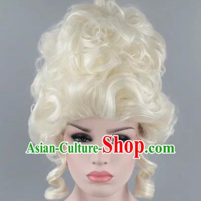 Fluffy Curly Hair Platinum Aristocratic Queen Palace Masquerade Cos Wig