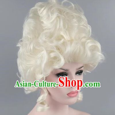 Fluffy Curly Hair Platinum Aristocratic Queen Palace Masquerade Cos Wig