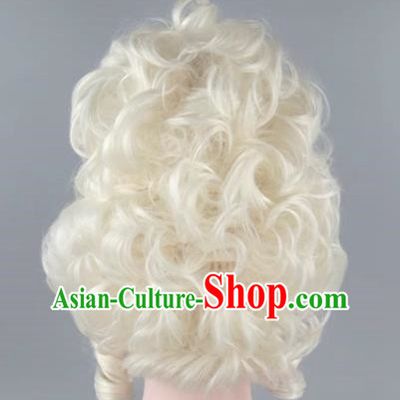 Fluffy Curly Hair Platinum Aristocratic Queen Palace Masquerade Cos Wig