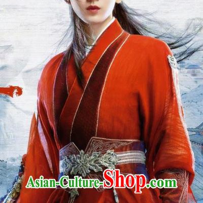 China Ancient Swordsman Red Costumes TV Series Mysterious Lotus Casebook Young Hero Li Xiangyi Replica Clothing