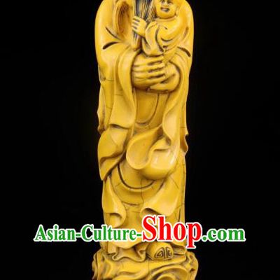 Chinese Handicraft Sculpture Handmade Statue Ox Bone Carving Collection