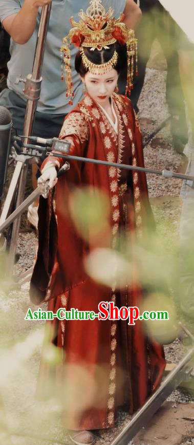 Mysterious Lotus Casebook China Ancient Empress Costumes TV Series Qiao Wanwan Wedding Replica Clothing Mysterious Lotus Casebook China Ancient Empress Costumes TV Series Qiao Wanwan Wedding Replica Clothing