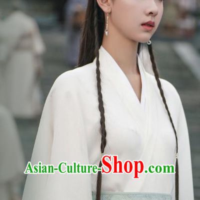 China Ancient Swordswoman White Costumes TV Series Mysterious Lotus Casebook Qiao Wanwan Replica Clothing