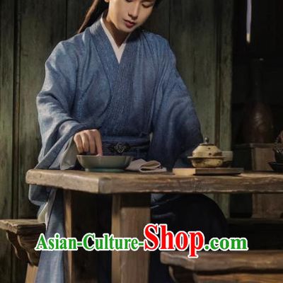 TV Series Mysterious Lotus Casebook Young Hero Li Lianhua Replica Clothing China Ancient Swordsman Dark Blue Costumes