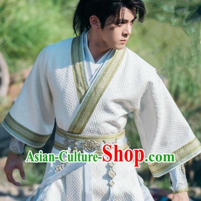 China Ancient Young Hero Clothing TV Series Mysterious Lotus Casebook Fang Duobing Costumes Swordsman White Outfit