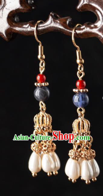 Handmade Hanfu Jewelries China Song Dynasty Empress Ear Accessories Ancient Bride Earrings Handmade Hanfu Jewelries China Song Dynasty Empress Ear Accessories Ancient Bride Earrings