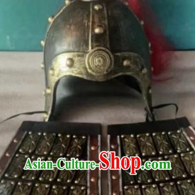 China Ancient General Helmet Tang Dynasty Warrior Headwear Handmade Cosplay Officer Hat