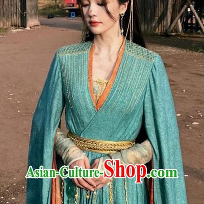 China Ancient Fairy Princess Clothing TV Series Till The End of The Moon Goddess Li Susu Blue Dress