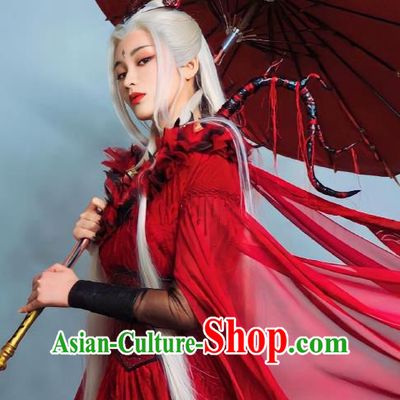 TV Series Till The End of The Moon Evil Queen Si Ying Red Dresses China Ancient Demon Empress Clothing