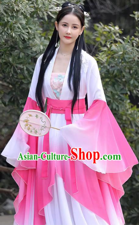 China Ancient Fairy Clothing Tang Dynasty Princess Clothing Traditional Hanfu Pink Wide Sleeve Dress China Ancient Fairy Clothing Tang Dynasty Princess Clothing Traditional Hanfu Pink Wide Sleeve Dress