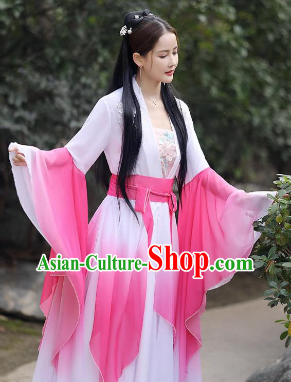 China Ancient Fairy Clothing Tang Dynasty Princess Clothing Traditional Hanfu Pink Wide Sleeve Dress China Ancient Fairy Clothing Tang Dynasty Princess Clothing Traditional Hanfu Pink Wide Sleeve Dress