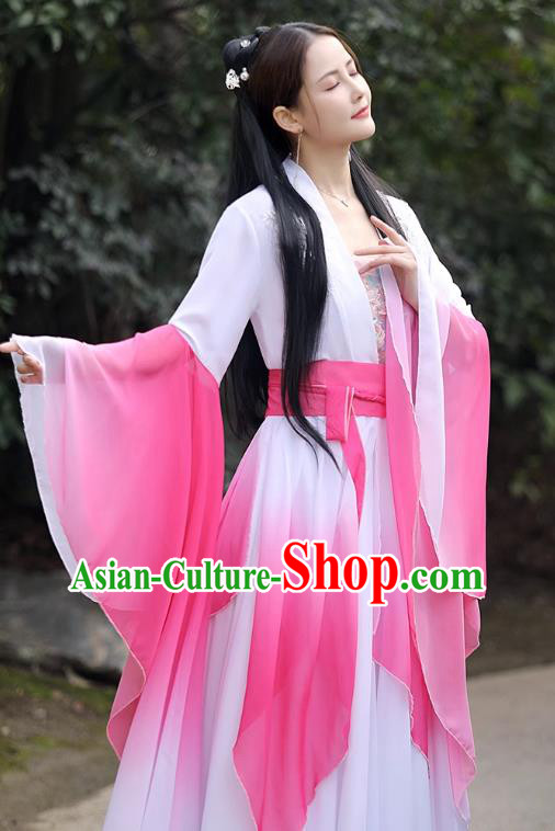 China Ancient Fairy Clothing Tang Dynasty Princess Clothing Traditional Hanfu Pink Wide Sleeve Dress China Ancient Fairy Clothing Tang Dynasty Princess Clothing Traditional Hanfu Pink Wide Sleeve Dress