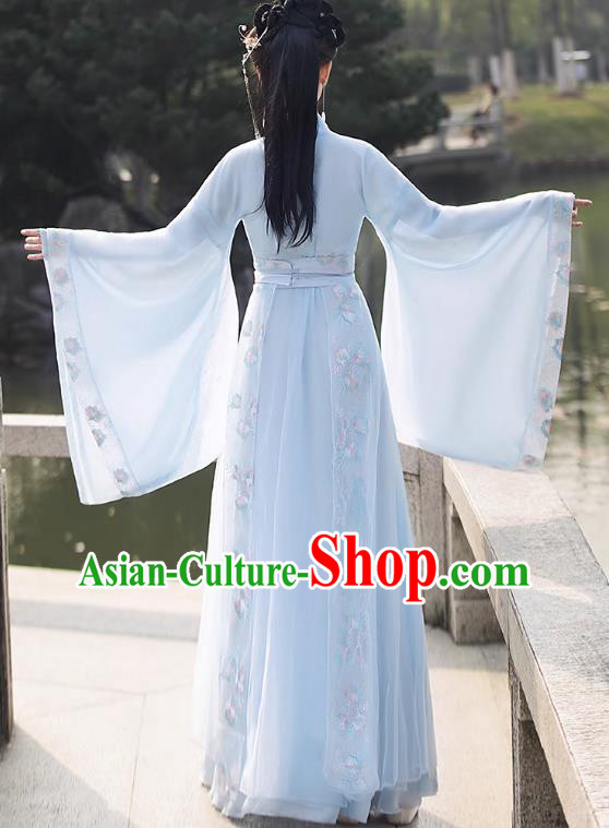 China Traditional Hanfu Princess Blue Dress Ancient Young Lady Clothing Song Dynasty Replicate Clothing China Traditional Hanfu Princess Blue Dress Ancient Young Lady Clothing Song Dynasty Replicate Clothing