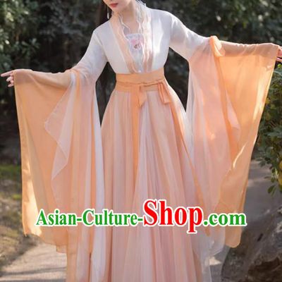 China Song Dynasty Princess Clothing Traditional Hanfu Orange Dress Ancient Woman Clothing