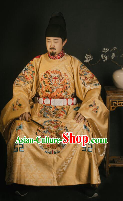 China Ancient Clothing Ming Dynasty Replicate Clothing Emperor Yellow Embroidered Robe China Ancient Clothing Ming Dynasty Replicate Clothing Emperor Yellow Embroidered Robe