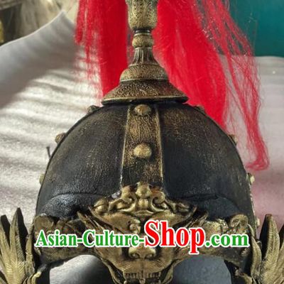 China Han Dynasty Warrior Headwear Ancient General Helmet Handmade Cosplay Officer Hat