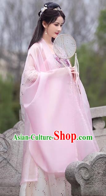 China Ancient Hanfu Hezi Qun Tang Dynasty Princess Costume Classical Dance Pink Dress