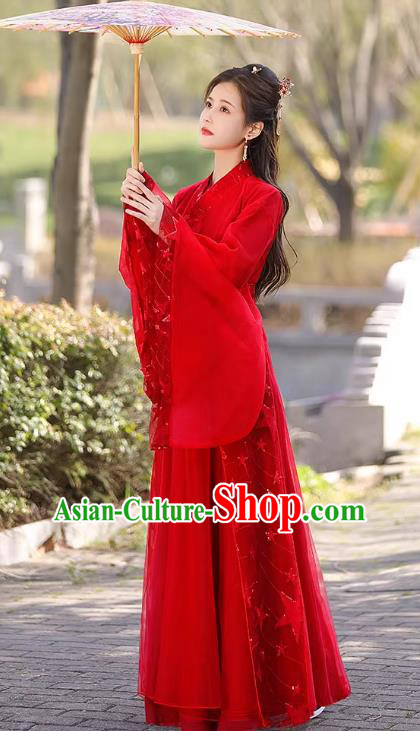 China Classical Jing Hong Dance Red Dress Ancient Fairy Hanfu Han Dynasty Bride Costume China Classical Jing Hong Dance Red Dress Ancient Fairy Hanfu Han Dynasty Bride Costume
