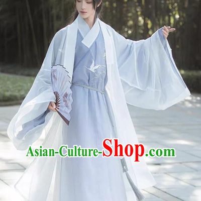 China Traditional Hanfu Blue Outfit Ming Dynasty Swordsman Clothing Ancient Young Scholar Costumes