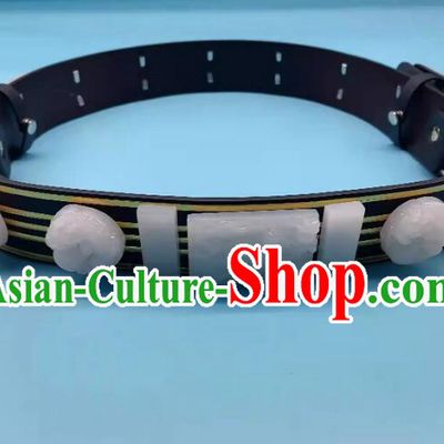 China Ming Dynasty Belt Ancient Royal Guards Waistband Handmade Feiyu White Jade Belt