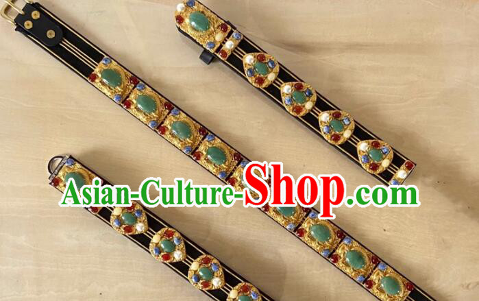 China Handmade Gems Belt Ming Dynasty Emperor Belt Ancient Royal Prince Waistband China Handmade Gems Belt Ming Dynasty Emperor Belt Ancient Royal Prince Waistband