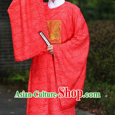 China Traditional Hanfu Garment Ancient Official Costume Ming Dynasty Military Officer Red Robe