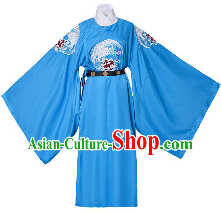 China Tang Dynasty Childe Blue Embroidered Robe Traditional Male Hanfu Garment Ancient Official Costume China Tang Dynasty Childe Blue Embroidered Robe Traditional Male Hanfu Garment Ancient Official Costume