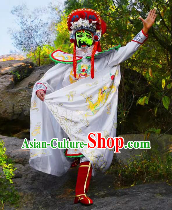 China Mask Change White Outfit Bian Lian Mask Changing Costumes Complete Set China Mask Change White Outfit Bian Lian Mask Changing Costumes Complete Set
